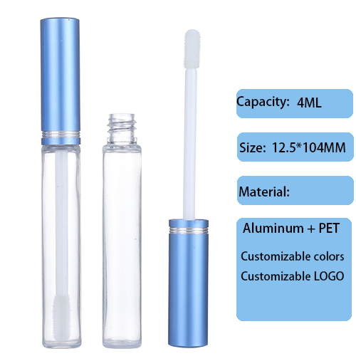 12.5mm round aluminum cap lip gloss tube 4ML injection blow molding PET high-end cosmetics packaging material