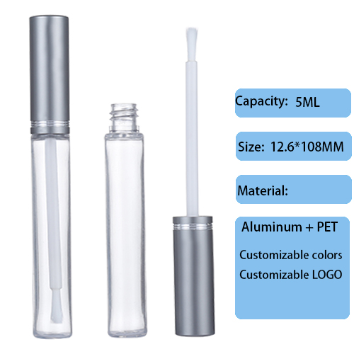 12.5mm round aluminum cap lip gloss tube 5ML injection blow molding PET high-end cosmetic packaging material