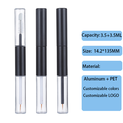 Factory customized double-headed eye black tube 4ml styling tube eyebrow dyeing mascara eyelash growth serum brush head replaceable brush head