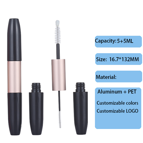 Round double-headed special-shaped empty mascara tube, dual-purpose plastic packaging material for cosmetics, thickening brush head, empty mascara bottle