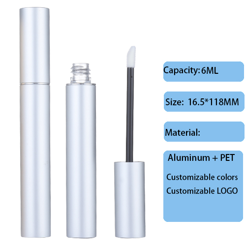 6ml metal aluminum eye black tube, bright gold color, large capacity, customized eyelash essence packaging material