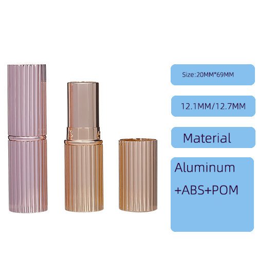 Circular aluminum-plastic striped buckle with center lipstick container