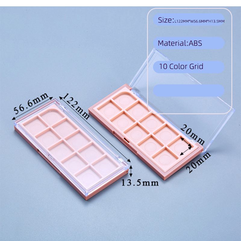 Rectangular ten color plastic transparent eye shadow plate packaging 