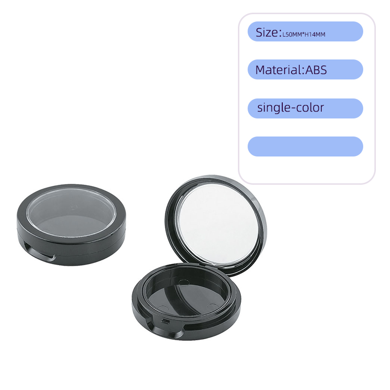 Round injection molding black single-layer powder box powder blusher packaging