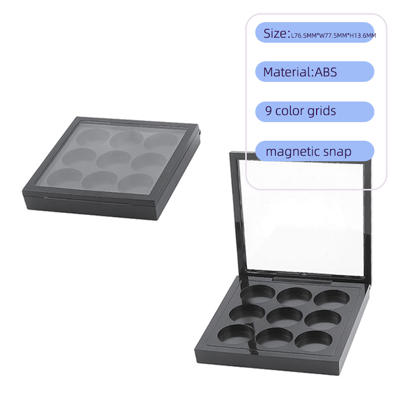 Square injection molded black eye shadow disk box with transparent sunroof magnetic buckle - 副本