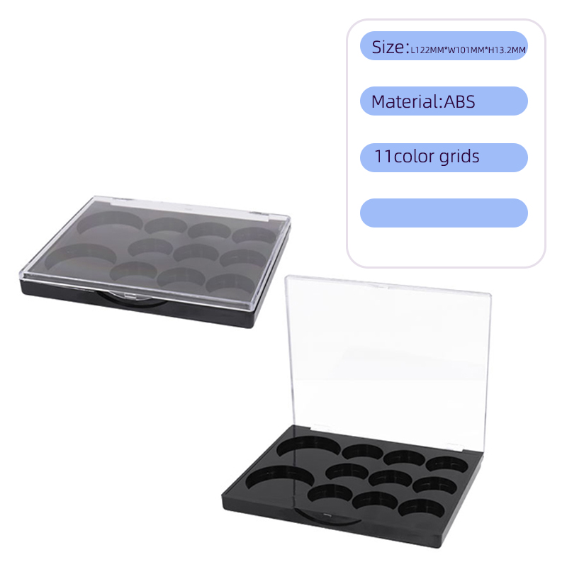 Rectangular plastic injection black transparent upper cover buckle six color eye shadow tray box