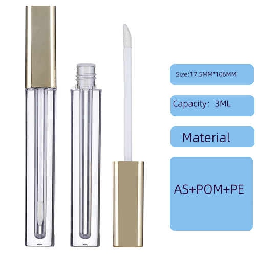 Square plastic lip gloss tube, liquid lipstick container, cosmetic packaging material
