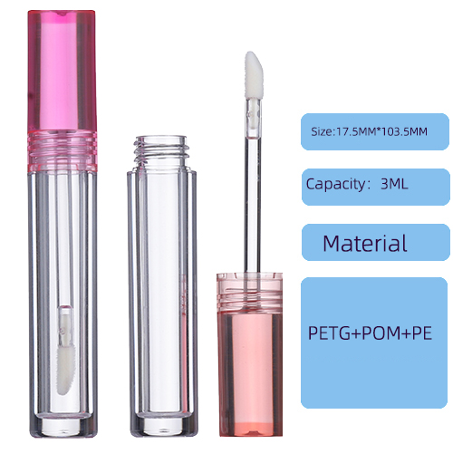 Circular lip gloss bottle 4ml transparent plastic PETG makeup packaging material